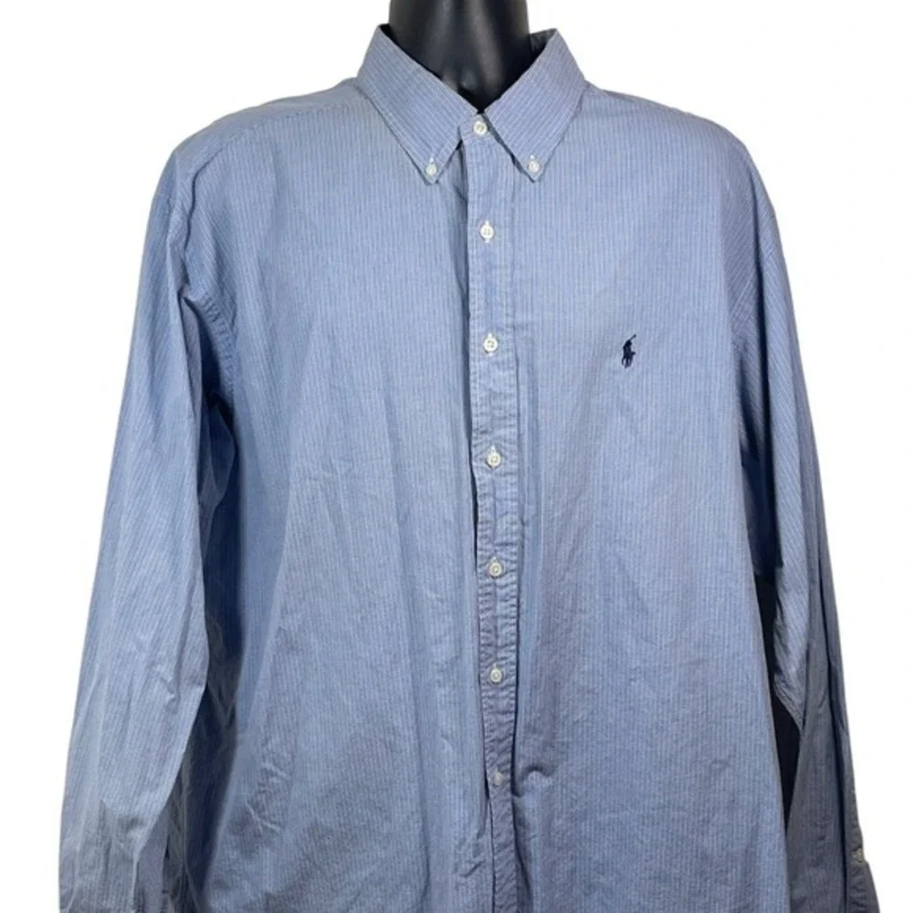Polo Ralph Lauren Blake Shirt Mens XXL Blue White Micro Check Cotton coastal
